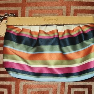 Coach Colorful Striped Wristlet